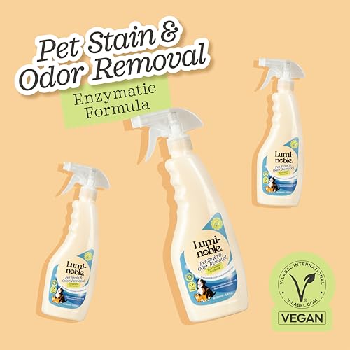 Image of Pet Stain & Odor Remover Spray, enzyme cleaner for dog urine & poop carpet | Upholstery & Fabrics - Eliminates Cat Pee, Feces, Vomit & Tough Stains, Eco-Friendly, Vegan, Citrus Scent