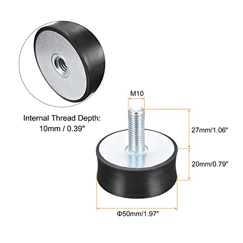 Foto von sourcing map 4Stk. Gummilager M10 Außen-/Innengewinde Schwingungsisolator Stoßdämpfer D50mmxH20mm