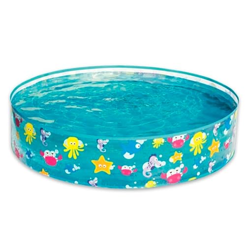 Tradineur - Piscina Infantil rígida, diseño Animales Marinos, PVC y Vinilo, Incluye Parche de reparación, niños, Verano (277 litros, 122 x 25 cm)