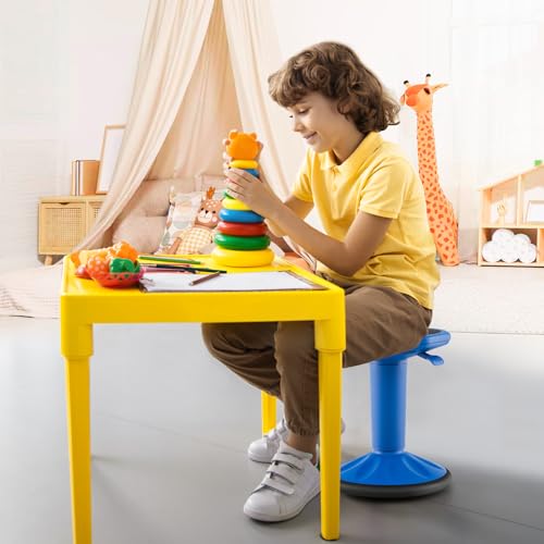 Image of Giantex Wobble Stools for Classroom Seating - Wiggle Stool with Adjustable Height, 24 inch Active Learning Stool, Sitting Balance Chair for School, Office Stand Up, Flexible Seating Wobble Chair, Navy