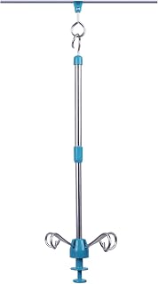 WTLONBF Poste IV con 4 Ganchos Ajustable telescópico de Acero Inoxidable para hospitales, clínicas, Camas, atención domiciliaria (Color: Verde-a, tamaño: 100 cm/39 Pulgadas)
