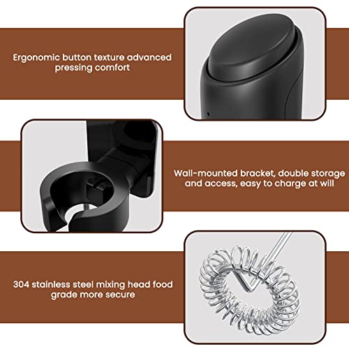 Nasharia Milk Frother Handheld: Milk Frother Handheld With Stand New Upgraded Wall Mount Bracket Usb Socket Frother Electric Wall Hanging Or Bracket Storage Coffee Frother For Coffee Lattee #TOP3