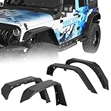 Hooke Road Solid Steel Flat Tube Front & Rear Fender Flares for Jeep Wrangler JK 2007-2018