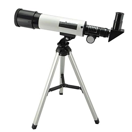 Homeilteds Telescopio Astronómico De La Refracción 360X50 con Alcance De La Observación del Espacio Monocular del Cielo del Trípode Portátil Clear (Color : White)