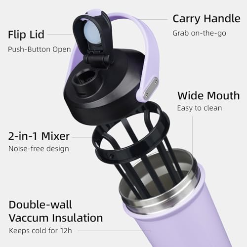 Image of BJPKPK 25oz Insulated Protein Shaker Bottle Stainless Steel Cup with Handle