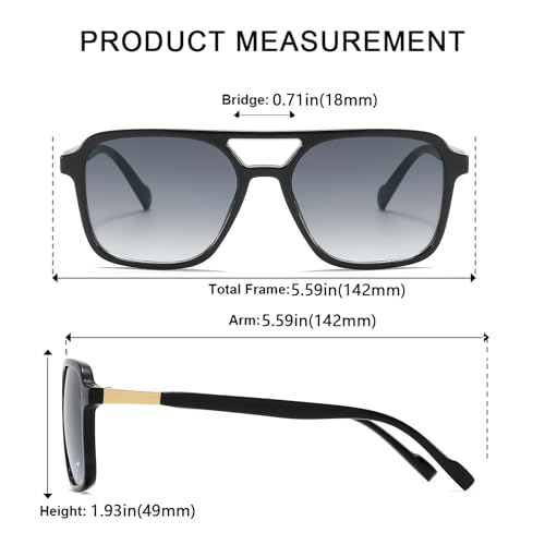 Image of Retro Aviator Rectangle Sunglasses for Women Men Unisex UV400 Protection Lightweight Frame Trendy Sun Glasses