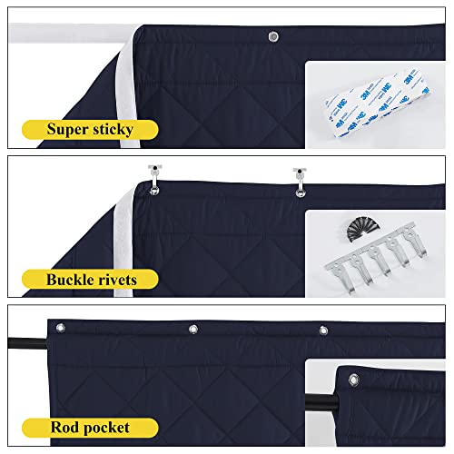 NICETOWN Thermal Insulated Door Curtain, 38"x82" Thermal Windproof Cover with 3 Hanging Ways,Saves Heating Costs for Old House Keep Warm for Doorway Kitchen Living Room, Navy Blue, 1 PC — view 3