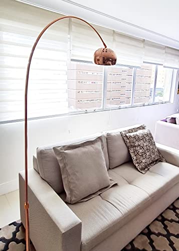 Luminária Chão Piso Arco Base Mármore Ajustável 170cm Tam. P 801s COR: Base Branco, Corpo Rose Gold