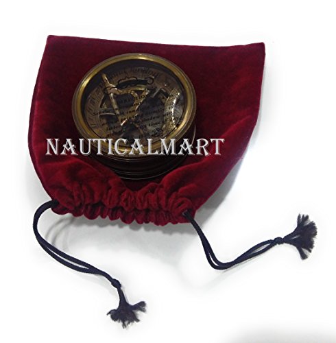 Brass Pocket Sundial Compass - Antique Dollond London ~ Nautical Best Gift miniatura 4