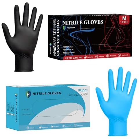 PROMEDIX P 100 Count Black Nitrile Gloves & 100 Count Blue Nitrile Gloves - Size Medium Cover
