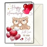 Anniversary Card For Couples - Happy Anniversary To You Both - A5 Size with White Envelope - Image 1