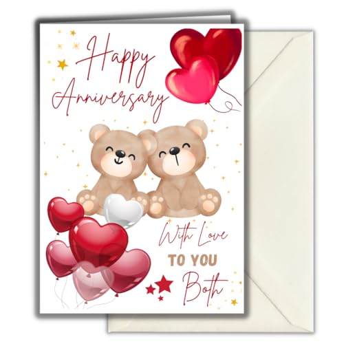 Anniversary Card For Couples - Happy Anniversary To You Both - A5 Size with White Envelope