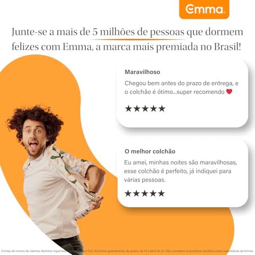 Colchão Solteiro Emma One Light - Firme e Ortopédico com máxima durabilidade