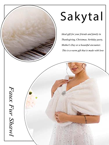 Women's Wedding Faux Fur Shawl Bride Fur Wraps Evening Dresses Faux Stole for Bridal3