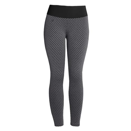 Famous TikTok Leggings, Yoga Pants for Women High Waist Tummy Control Booty Bubble Hip Lifting Workout Running Tights D-Black