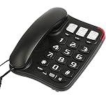 Uvital Big Button Landline Phone with Speaker for Seniors Elderly, One-Touch Memory Support, Black