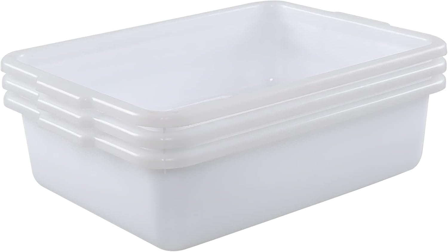 Morcte 3-Pack 13 L Commercial Bus Box, Plastic Bus Tub, White