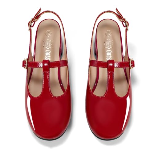 GotSoft Girls Lambskin Insole Mary Jane Pumps T-Strap Slingback Shoes Red by GotSoft - Used condition - Image 2