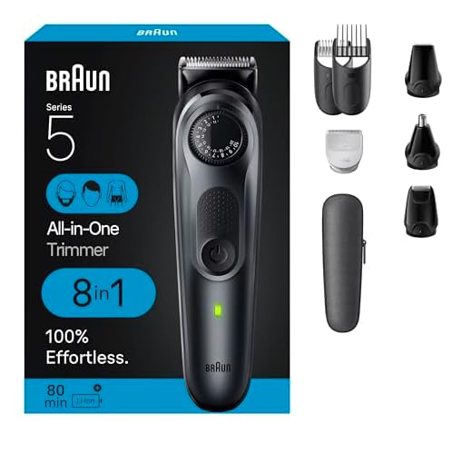 Braun Kit All-in-One Style Série 5 5471, aparador 8 em 1 para homens com aparador de barba, aparador de corpo para paisagem, cortadores de cabelo e mais, lâmina ultra-afiada, 40 configurações de comprimento, à prova d'água