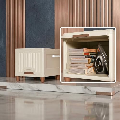 Image of Multipurpose Foldable Drawer Cabinet Organizer - Plastic Storage Cupboard with Double Door & Wheels | Clothes Rack, Kids Wardrobe for Home, Kitchen, Office (Ivory Drawer) 1 Layer