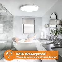 slochi LED Deckenleuchte Flach 24W 2800LM, 3Farben - 3000K/4000K/6500K, Ø30CM Deckenlampe Wasserfest Rund Badlampe, Modern LED Lampen für küche Badezimmer Schlafzimmer Flur Wohnzimmer, Weiß – Ansicht 4