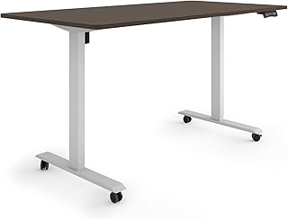 ESMART Germany ETX-121GE 160 x 80 cm Ebony Decor Ergonomic Sit-Standing Desk on Wheels Continuously Electric Height Adjustable 78.5-128.5 cm 3x Memory Activity Reminder Soft StartStop
