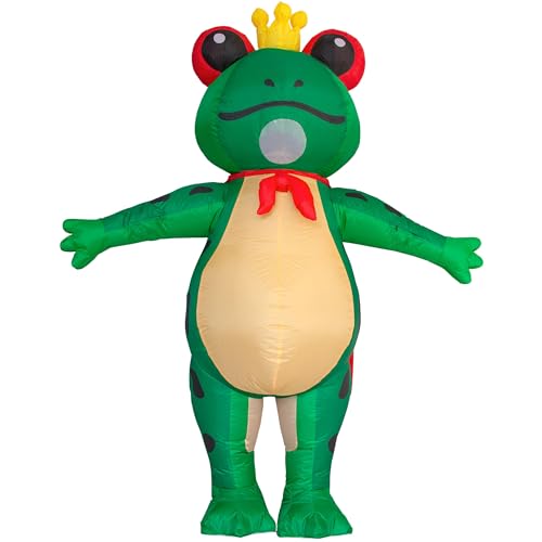 JYZCOS Disfraz inflable de rana con corona para adultos, divertido traje de Halloween, fiesta o cosplay (verde)