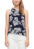 Neckholder s.Oliver Damen 120.10.006.10.100.2039573 Bluse, Dark Blue AOP Palm Trees, 38