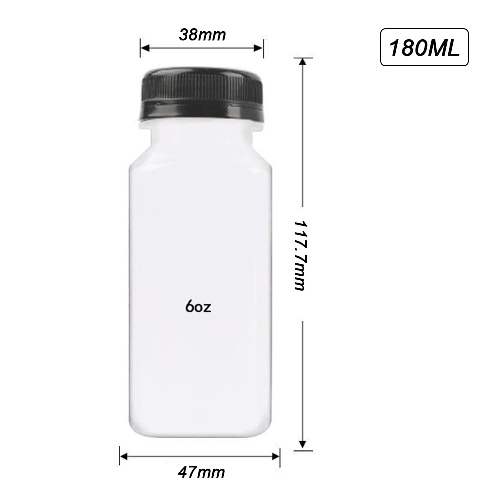 TINGDUANJIAN 6pc Juice Bottles with Lids, Small Plastic Shot Bottles for Smoothies Water & Other Beverages, Clear, Reusable - Image 4