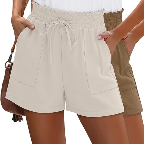 Short de plage d'été pour femme en lin léger avec poches Neer