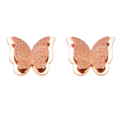 LEGITTA Damen Schmetterling Ohrstecker Rosegold Zarte Schmetterling Ohrringe Minimalist Schmuck aus Edelstahl für Frauen Mädchen Cover
