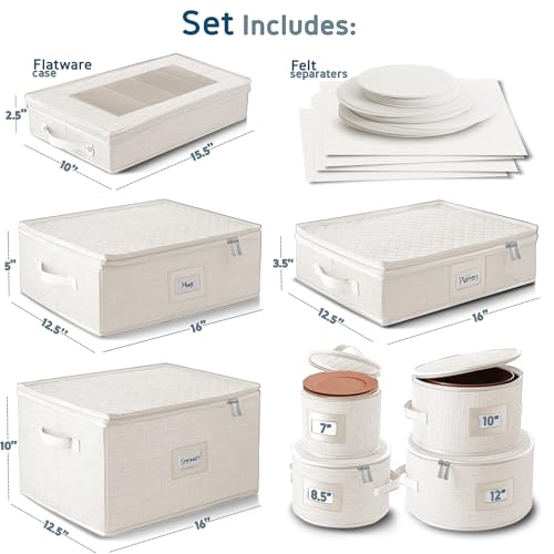 Image of Hearth & Harbor Fine China Storage Containers Hard Shell 8 Piece Set, Cream