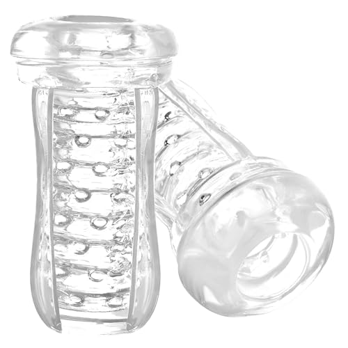 Disvii Male Masturbation Cup, Clear Silicone Stroker Sleeve with Textured Inner, Manual Masturbator for Men, Easy Clean