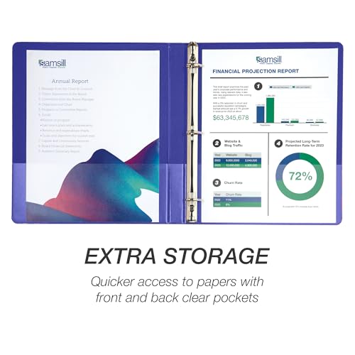 Samsill Durable 0.5 Inch Binder, Made in The USA, D Ring Binder, Customizable Clear View Cover, Blue, 24 Pack, Each Holds 225 Pages - Thumbnail 4