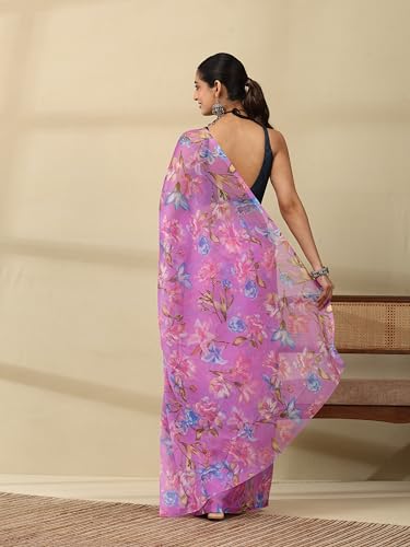 Image of Garden Vareli Floral Print Chiffon Saree