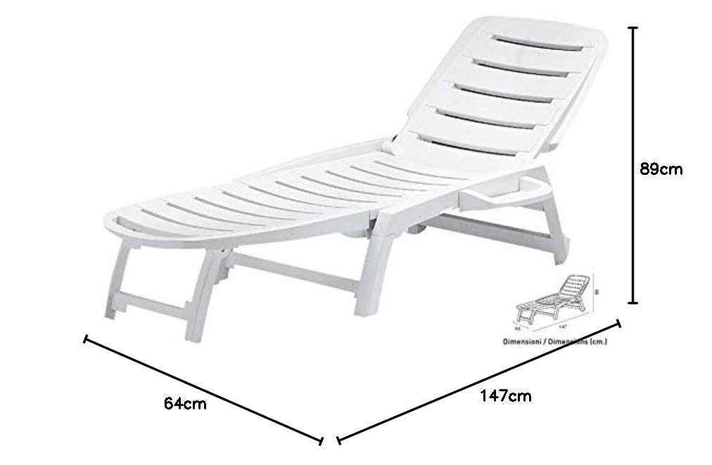 Grand Soleil, Boheme Greenpol, Lettino da Spiaggia, in polimeri riciclati, Dimensioni 147 x 64 x 89 cm, Colore Bianco