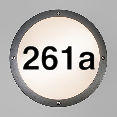 Qazqa - Modern Außen Wandleuchte anthrazit mit Hausnummer IP54 - Glow I Außenbeleuchtung - Aluminium Rund - LED geeignet E27