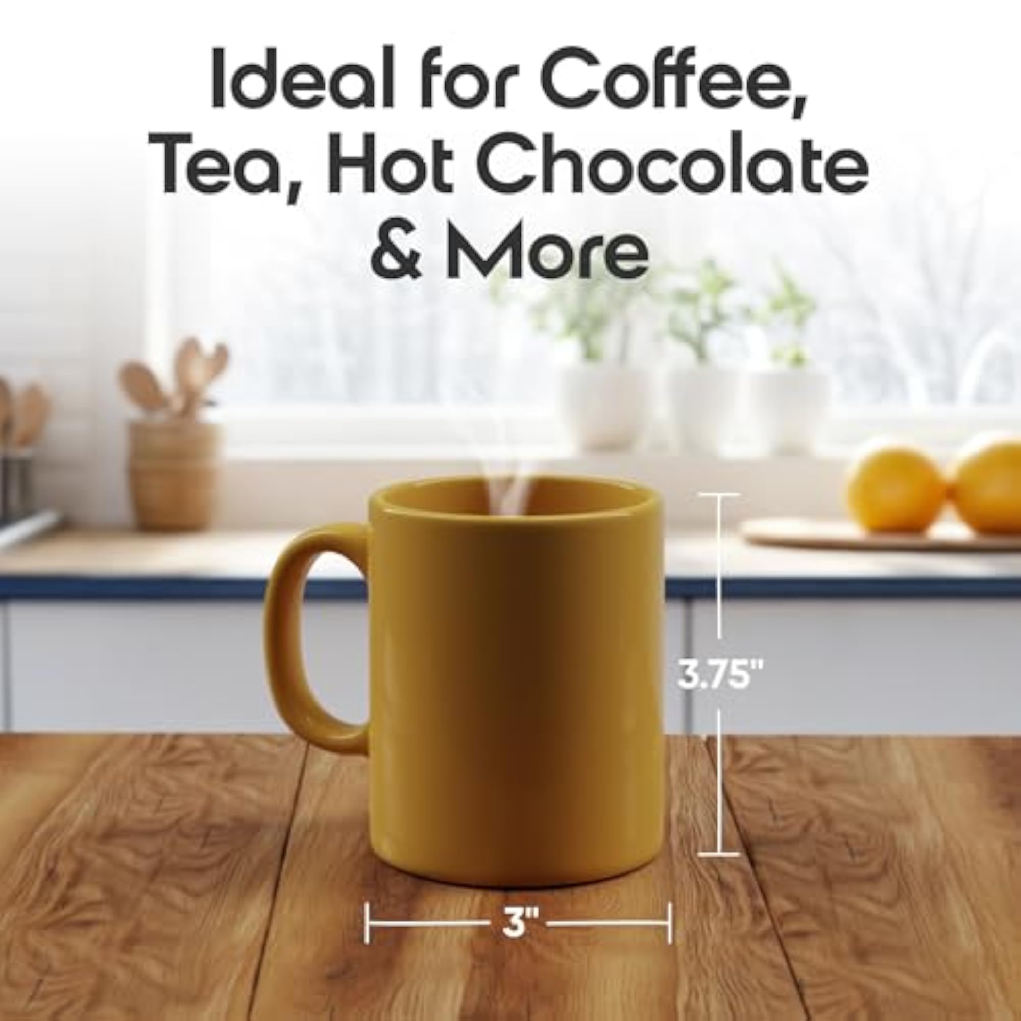 Omni Ware Teaz Cafe Gold Stoneware Coffee Mug Set, Gift