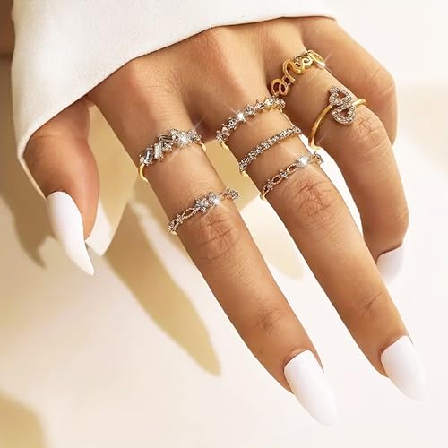 Gold Stackable Rings for Women Teen Girl Gifts Trendy Stuff Simple Star Moon Heart Knuckle Ring Set Boho Cute Stuff Gold Ring Pack Jewelry Birthday Christmas Gifts 2025 Stocking Stuffers4