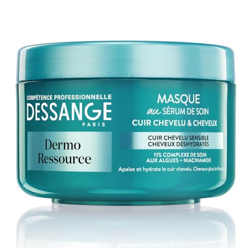 DESSANGE - Masque Capillaire Hydra-Apaisant Dermo Ressource - Formule Enrichie Aux Algues & Niacinamide - Apaise & Hydrate - Pour Cuir Chevelu Sensible & Cheveux Déshydratés - 250 ml