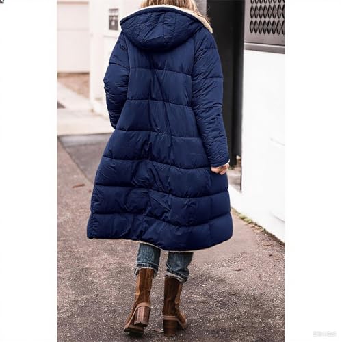Manteau long bouffant réversible avec capuche fermeture éclair vêtement chaud - 7