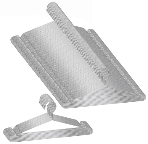 gofuch ステンレスハンガー 100本セット 洗濯用 シルバー 軽量で頑丈・錆びにくい 曲がらない スリムハンガー 男女共用