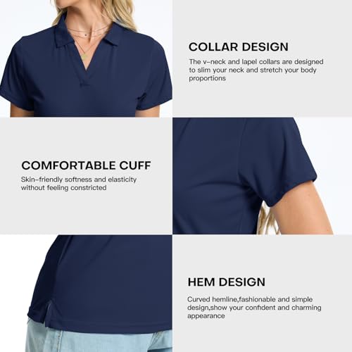Image of Women's Polo Shirts Short Sleeve Quick Dry UPF 50+ Sun Protection Golf Tops