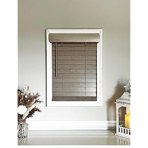 TailorView, Customizable Faux Wood Horizontal Window Blinds, Cordless, 2 Inch Printed Wood Grain Slats, Color - Driftwood (Taupe,) Outside or Inside Mount Cover