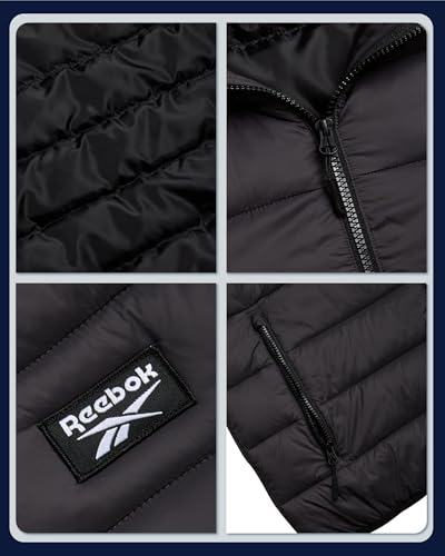 Image of Reebok Mens Puffer Jacket - Lightweight Quilted Glacier Shield Plus Size Puffer Jackets for Men - Insulated Mens Winter Coats