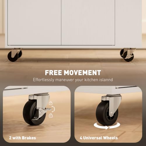 HOMCOM Kitchen Island on Wheels with Drawer Kitchen Storage Trolley White - Image 5