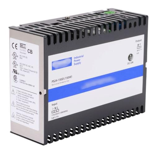 PS24-150D Power Supply Series Switching 24 VDC 6A/144W (Adjustable), 120/240 VAC Nominal Input, 1-Phase, Enclosed, Metal housing, 35mm DIN Rail Mount,