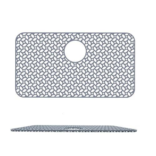 Fregadero de cocina gris con escurridor de platos y mango protector 6