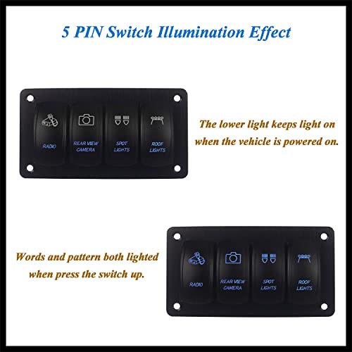 Image of 4 Gang Aluminum DIY Rocker Switch Panel with Housing Holder Pre-Wired Customize Toggle Switch Panel for Car Boat Marine Truck RV UTV SXS Waterproof 12V 24V