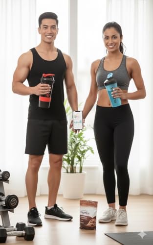Image of Buy One Get One Free - Protein Shaker Bottle 700ml with Mixer Ball & Leakproof Lid | Gym, Sports & Fitness Shaker for Protein Shakes, Smoothies & Pre-Workout (Sky Blue Combo)